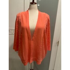 Misook Women’s Animal Pattern Burnout Knit open Cardigan size 2X